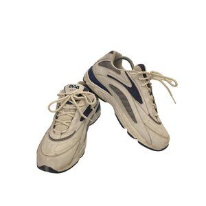 Avia women's Size 8.5 Off-White Blue Mesh Athletic Sneakers shoes